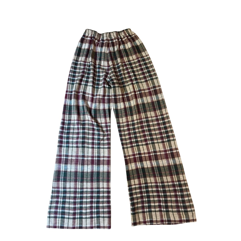 Vivo by Susan Thomas Plaid Pants Women Multi Vintage Wide Leg Knit SIZE S